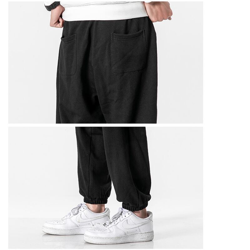 [BIGEMAN Series] ★Casual Pants★ 4color Nine-quarter length Bottoms Pants Unisex Men's Large Size Plain Black Blue Gray