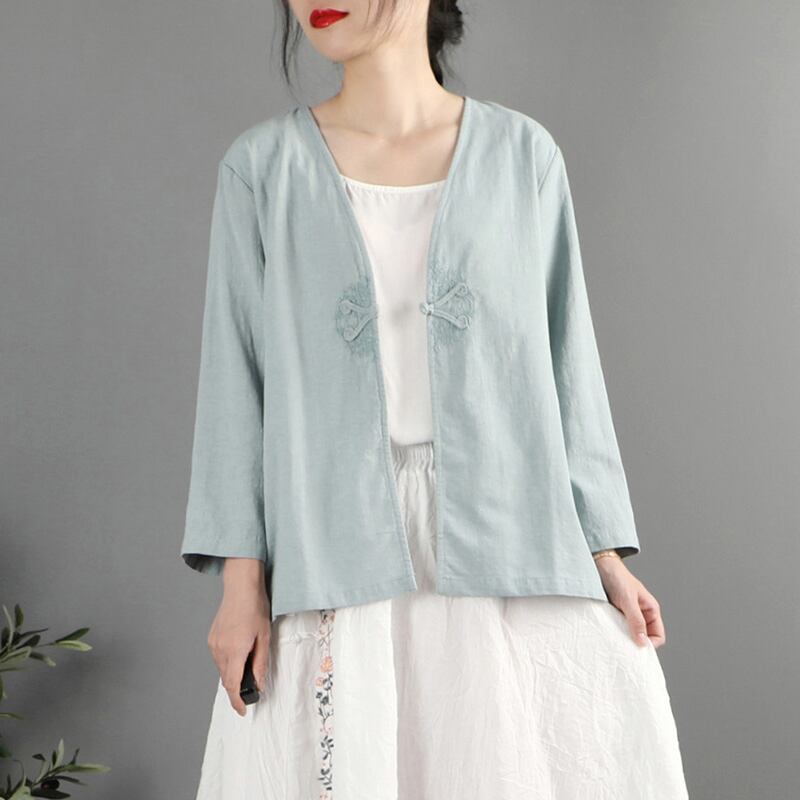 [July Series]★China style tops★ 6color Improves temperament White Blue Green Purple Red Yellow Pink