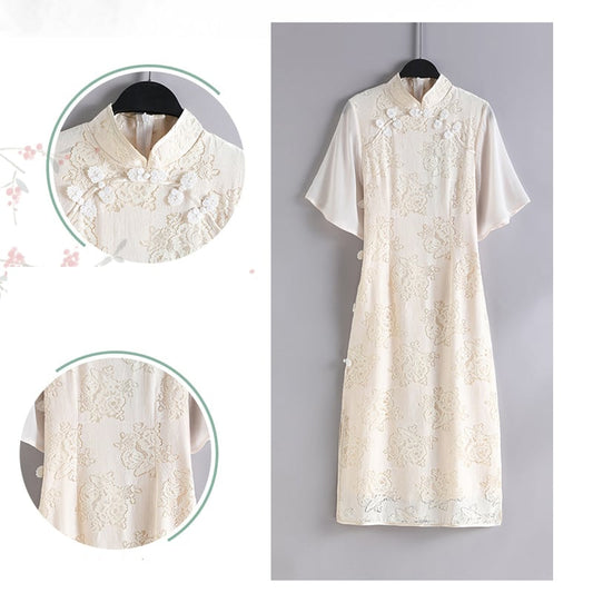 [PEIYA Series]★Lace China Dress★ One Piece Fireworks Festival Wedding Beige S M L XL Slimming Wear