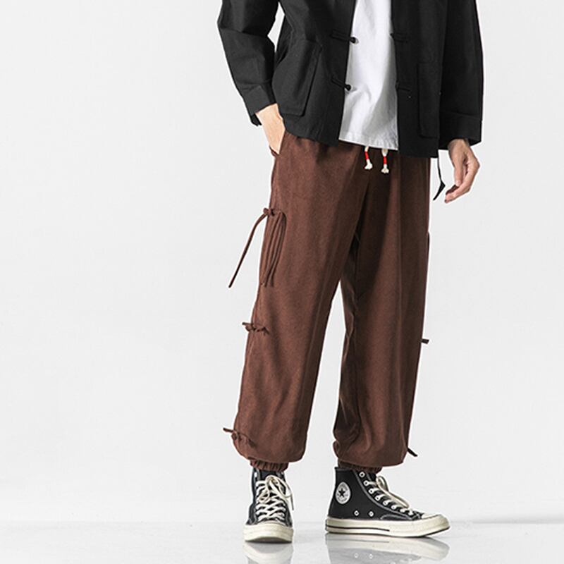 [Small Trouble Series]★China style pants★ 3color bottoms unisex men's large size gray black coffee color