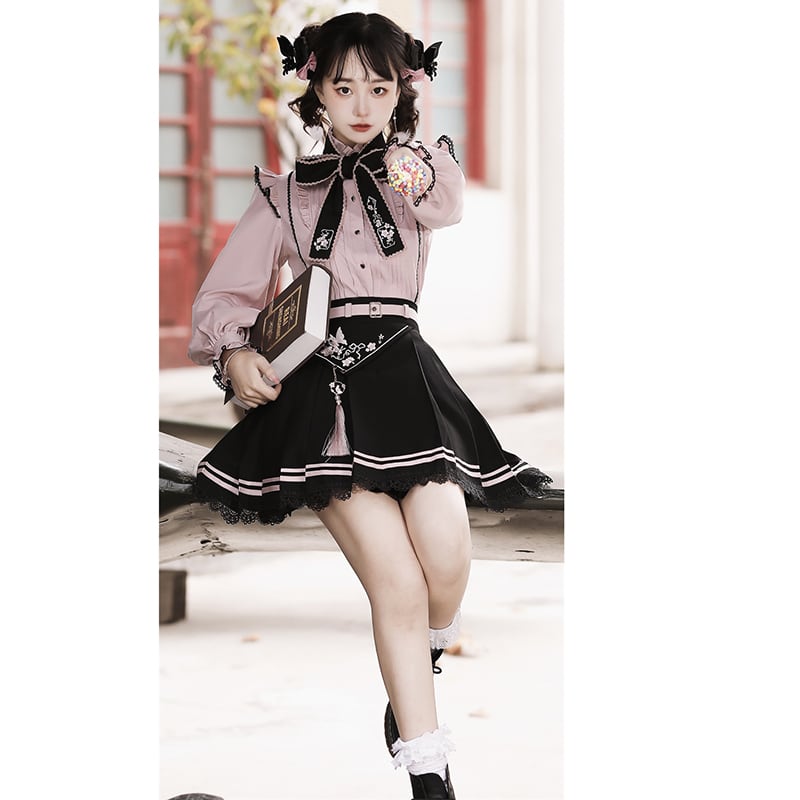 [Kanru First Series] ★Chinese style setup Single item order★ Shirt or Skirt Lolita Cute Pink Black