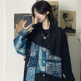 Load image into Gallery viewer, recommendation! [Style Series]★Shirt★ Tops Floral Pattern Switching Unisex Print Men's Women's Black Black Blue
