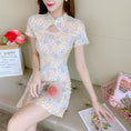 Load image into Gallery viewer, [Flower and Non-Flower Series]★China style dress★ Cheongsam dress, short length, floral pattern, lace, summer, ladies, cute
