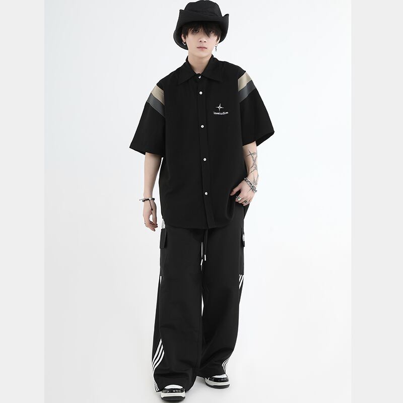 [Istudios Series]★Shirt★ 2color Tops Color Scheme Fashion Unisex Men's Stylish Black Beige