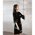 Load image into Gallery viewer, [YUEQIAO Series]★China Dress★ 2color Short Length Chinese Style Dress Crane Lace Chinese Clothes Black Black
