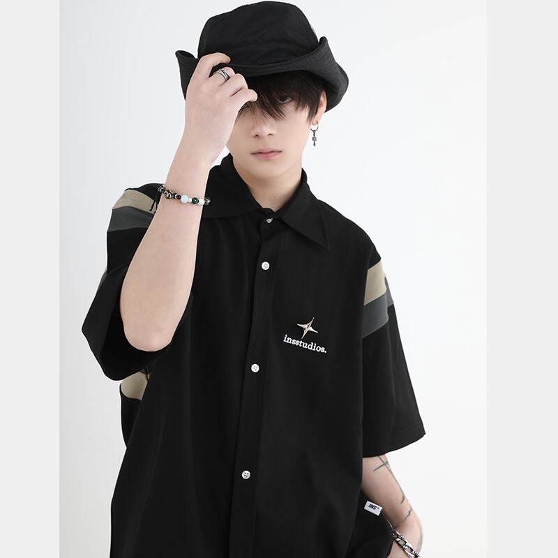 [Istudios Series]★Shirt★ 2color Tops Color Scheme Fashion Unisex Men's Stylish Black Beige