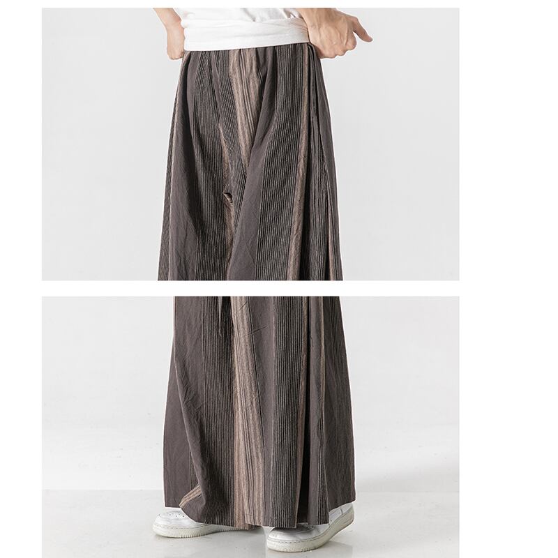 [Shu Han Ink Series]★China style pants★ 3color gaucho pants, vertical stripes, unisex, men's, loose, large size