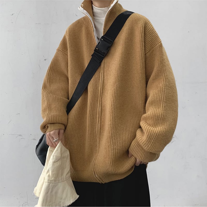 [Emeisa Series]★Sweater★ 4color Knit Tops Outerwear Cardigan Unisex Men's Solid Color Easy to Match