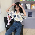 Load image into Gallery viewer, [PUTONG series]★China style shirt★ Tops 2color black white cat pattern loose cute SML XL
