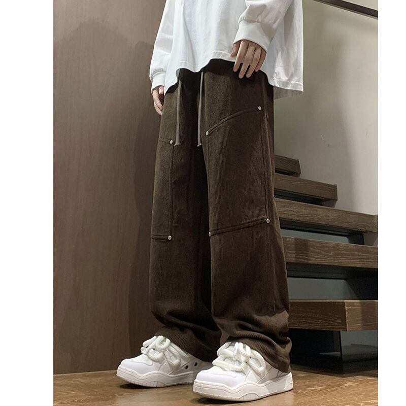 [DFBL Series]★Casual Pants★ 3color Bottoms Trousers Corduroy Unisex Men's Black Coffee Color Gray