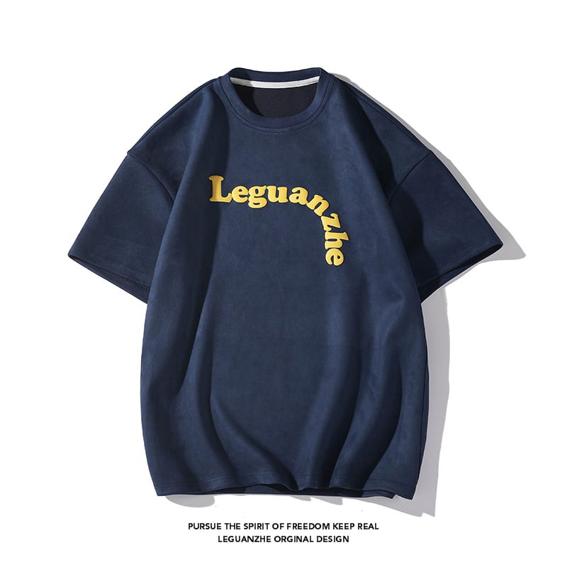 [BIGEMAN Series]★T-shirt★ Tops 2color Unisex Men's Large Size Navy Beige