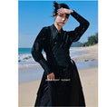 Load image into Gallery viewer, [Da Qinglong Shu Series] ★Chinese style dress + belt★ Long length Chinese clothes Improved Han clothes V neck Switching Black Black
