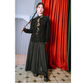 Load image into Gallery viewer, [Kokaisha --- Leaf Series] ★Chinese style tops★ Embroidery Hanfu tops Corduroy Thick Autumn/Winter Clothes Retro Black
