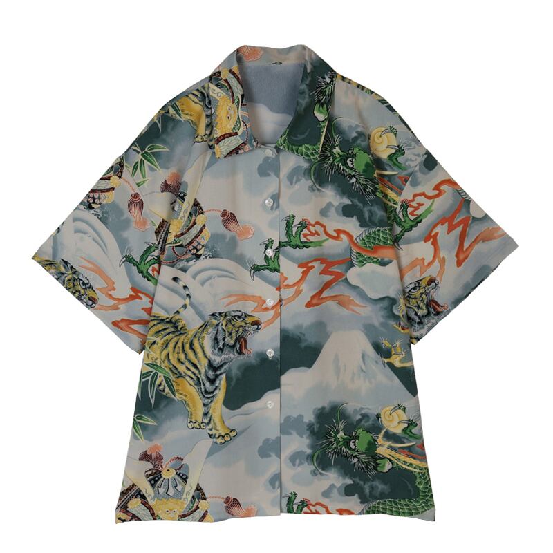 [Yang's Great Dream Series] ★China Style Shirt★ Tops Dragon Crest Dragon Pattern Dragon Print Short Sleeve Shirt Thin Summer Clothes Original