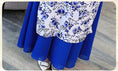 Load image into Gallery viewer, Ao Dai Vietnamese Ethnic Long Dress Side Slit Short Sleeve Stand Neck Dress After-party Bride Thank-you Party Date Invitation Blue Large Size SML XL 2XL 3XL 4XL Dyed Series
