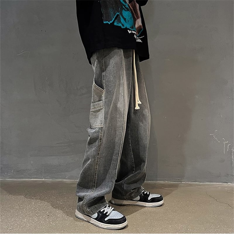 [TUNXI series] ★Denim pants★ 2color bottoms, unisex, men's, pocket, retro, slimming, easy to match