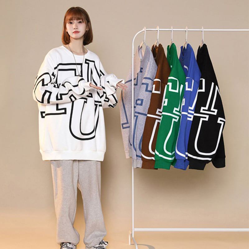 [Fujiiman Series] ★Tops★ 6color Unisex Men's Alphabet Blue Green Black Gray White ML XL 2XL 3XL