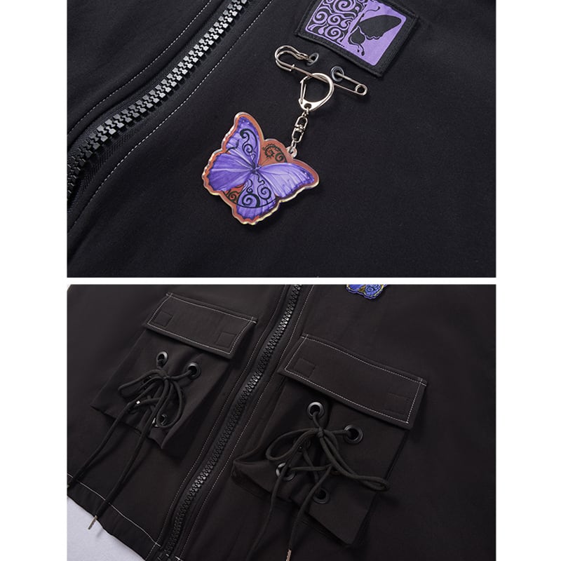 [Ancient monster---Swallow tail butterfly series]★China style outerwear★ coat hooded butterfly original black black spring and autumn clothes