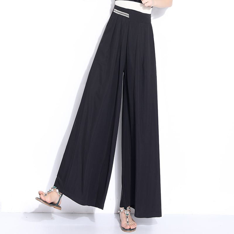 [Kobanlan Series]★China style trousers★ Gaucho pants Chiffon Black Black Elegant Slimming