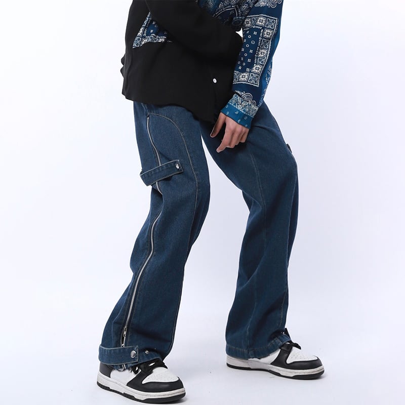 [MGJM Series] ★Denim Pants★ Bottoms Pants Unisex Men's Retro Easy to Match Blue Blue