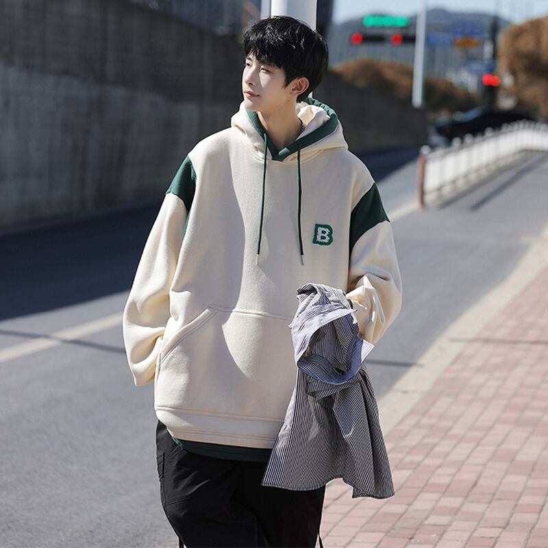 [Park Series] ★Parker★ 2color Tops Unisex Men's Fake Layered Thick Warm Beige Blue