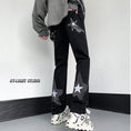 Load image into Gallery viewer, [CHAOMEICHEN Series]★Denim Pants★ 2color Bottoms Pants Unisex Men's Large Size Star Black Blue
