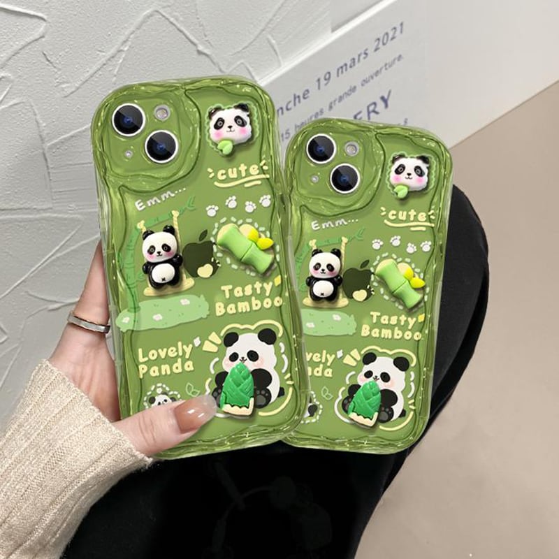 [DKF Series]★Mobile Case★ Panda Bamboo Green iPhone iPhone14 iPhone13 iPhone12/11/7/8XS