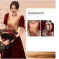 Load image into Gallery viewer, [DUZI Series] ★Party Dress★ One Piece Oil Painting Style Switching Velvet Red Red Coming of Age Ceremony Photography Wedding
