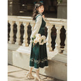 Load image into Gallery viewer, [Nan Kemu Series] ★One Piece★ Long Length Velvet Embroidery Women's Commuting Date Green Green SML XL
