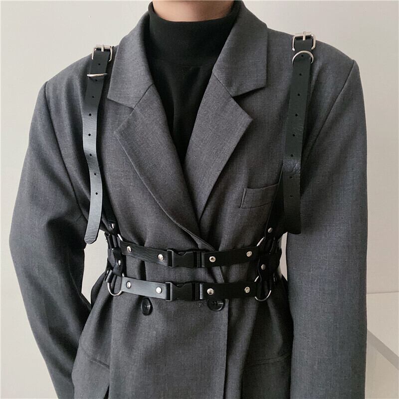 [Yuwei Series] ★Belt★ Accessory PU Accessory Black Black Easy to match Unique Stylish Cool Unisex