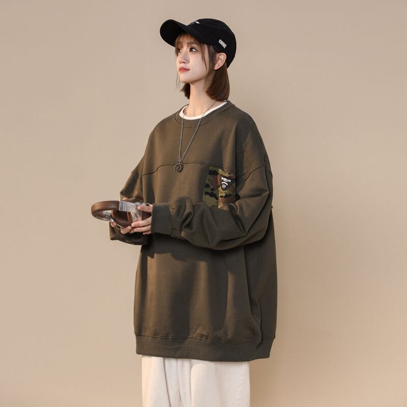 [Fujiiman Series] ★Tops★ 2color Unisex Men's Camouflage Round Neck Casual Spring Clothes Easy to Match