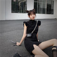 Load image into Gallery viewer, [Miyakoya Series] ★China-style dress★ Improved cheongsam dress, short length, sexy, slimming, black, black
