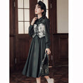 Load image into Gallery viewer, [Shukunsho series] ★China style dress★ 2color fake layered ladies cute retro autumn clothes black coffee color
