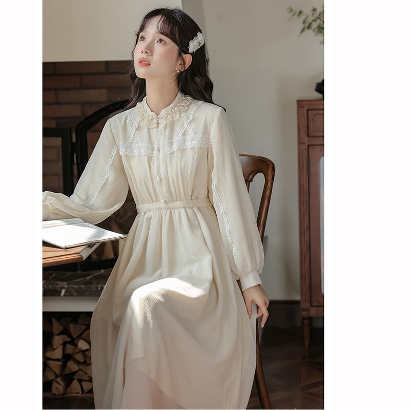 [Shukunsho Series]★China style dress★Long sleeve dress for women, cute, easy to match, long length