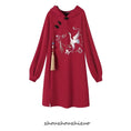 Load image into Gallery viewer, [Only cats are allowed in the series] ★Chinese-style dress★ Hoodie with fleece lining, embroidered crane, red
