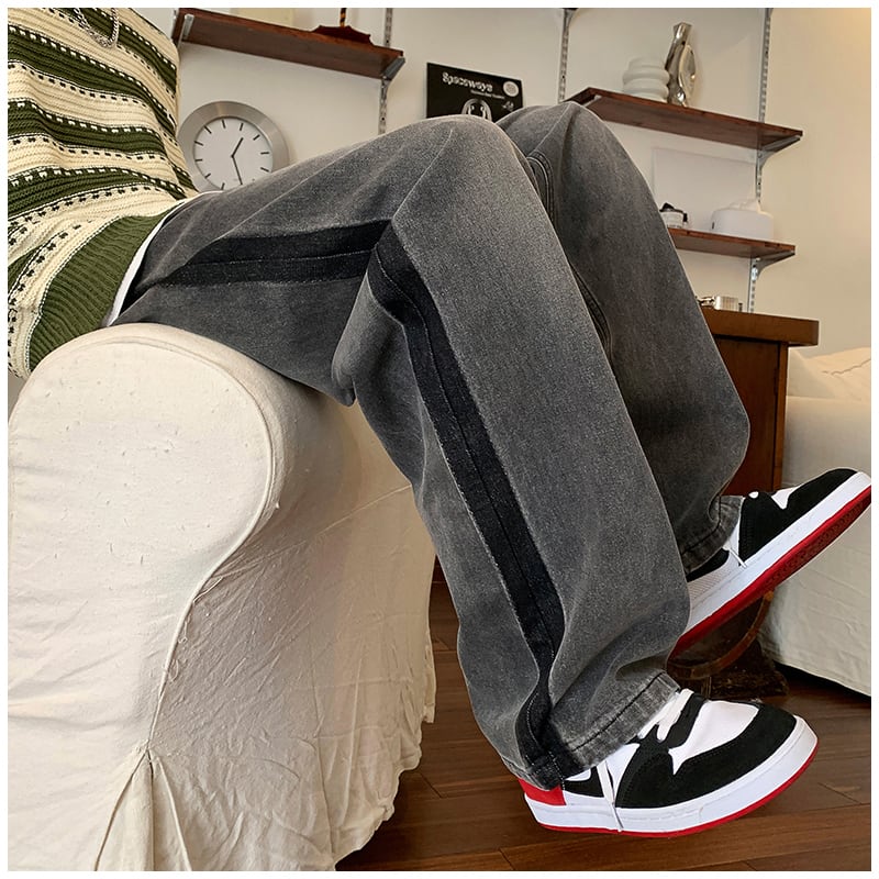 [V37 Series]★Denim Pants★ 2color Bottoms Unisex Men's Trousers Casual Simple Easy to Match