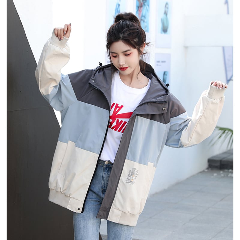 [JJRL Series] ★Jacket★ 2color outerwear Color scheme Stylish Casual Pink Gray Easy to match