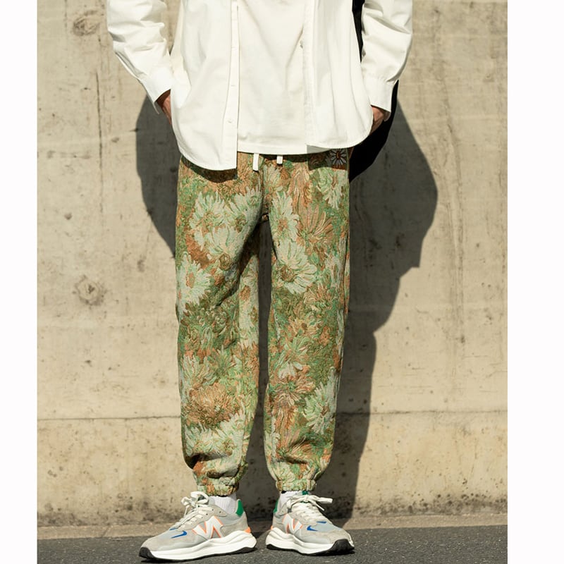 [Small Trouble Series]★China Style Pants★ 4color Oil Painting Style Floral Pattern Bottoms Unisex Men's Large Size