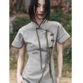 Load image into Gallery viewer, [Da Qinglong Shu Series] ★China style dress★ Improved cheongsam dress Color scheme Improves temperament Long length Silver gray
