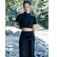 Load image into Gallery viewer, [Daiseiryusu Series] ★Chinese style T-shirt★ Tops Chinese clothing original mini length sexy black black
