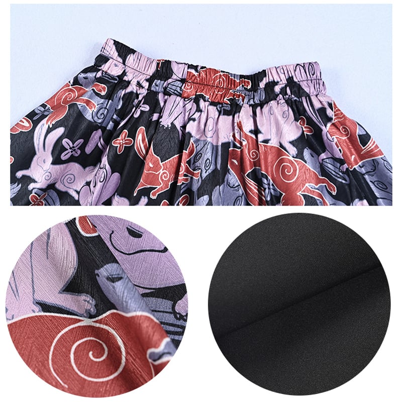 [Ancient monster house --- Rabbit series] ★China style skirt★ Bottoms print rabbit rabbit original SML