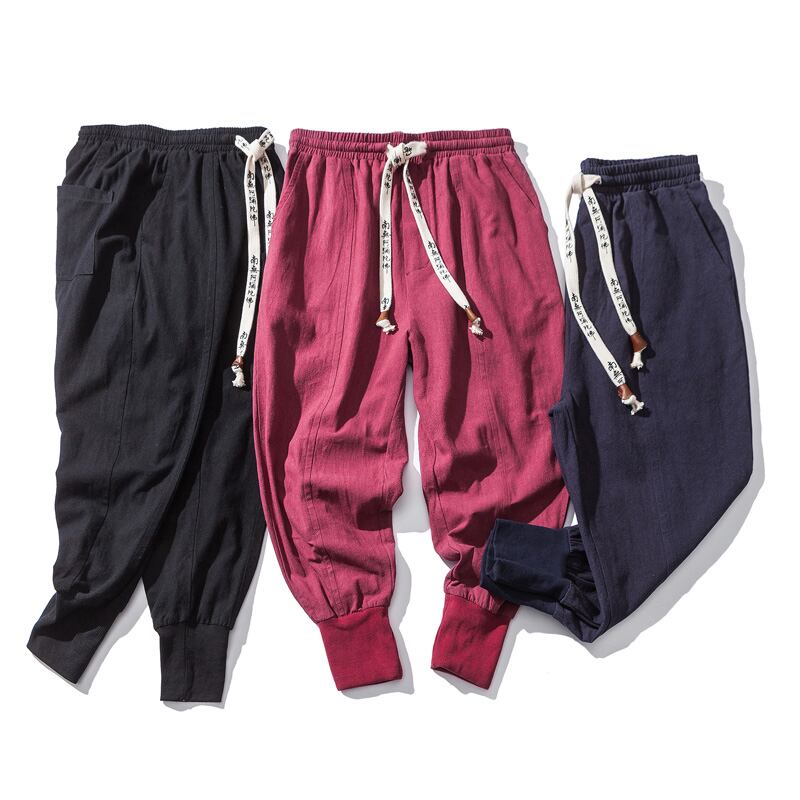 [Small trouble series]★China style pants★ 3color black or blue or red men's casual pants plain large size simple