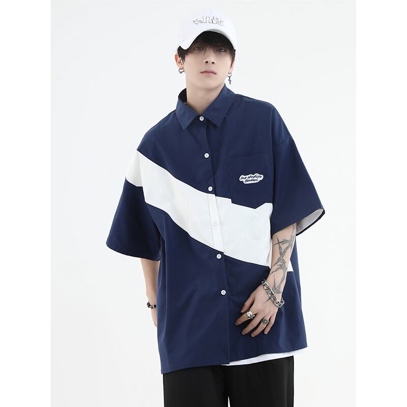 [Istudios Series]★Shirt★ 2color Tops Color Scheme Fashion Unisex Men's Short Sleeve Tops