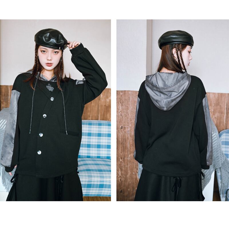 [Kokaisha --- Dragon dyed series] ★China style hoodie★ Tops Fleece lining, fake layered, color scheme