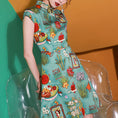 Load image into Gallery viewer, [Sumiyun Kokucho Series] ★Cheongsam dress★ China-style dress, Chinese-style clothes, Chinese clothes, mini length, cute, slimming
