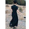 Load image into Gallery viewer, [Daiseiryusu Series] ★Chinese style dress★ Summer Chinese clothing Maxi length Long length Chinese button Black Black
