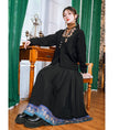 Load image into Gallery viewer, [Kokaisha --- Leaf Series] ★Chinese style tops★ Embroidery Hanfu tops V-neck retro black black
