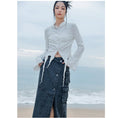 Load image into Gallery viewer, [Daiseiryusu Series] ★China style skirt★ Bottoms Denim skirt Long skirt Slit
