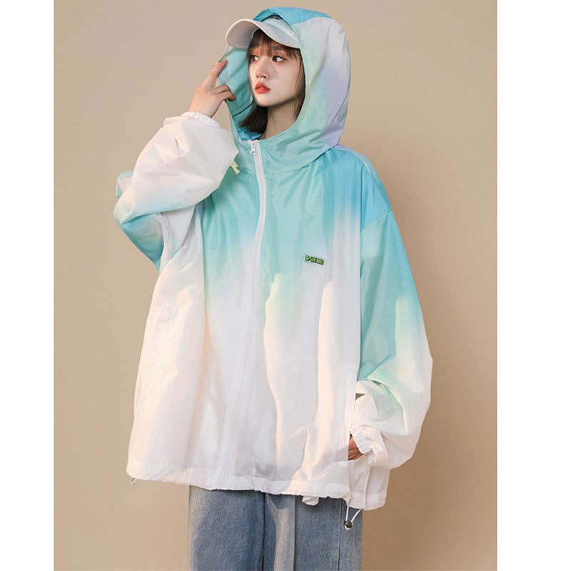 [Fujiiman Series] ★Light jacket★ 2 colors Outerwear Summer clothing Sun protection Unisex Men's Gradient Pink Blue Green