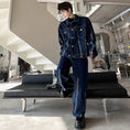 Load image into Gallery viewer, [Illustrated series]★Setup★ Jacket + pants 2-piece set Unisex Men's Denim Cool Blue Blue
